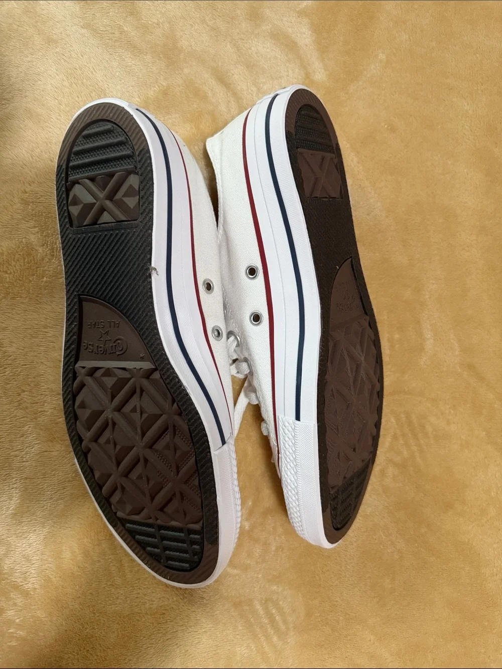 Converse women White Low-Top Canvas Sneakers with Red Stripe Accent bought it St